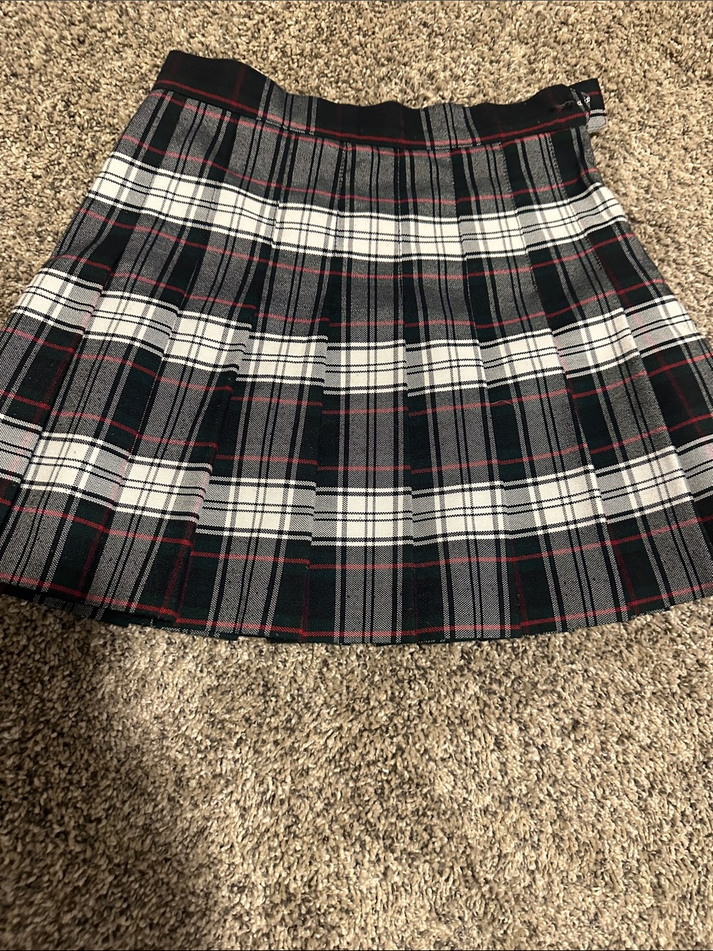 American Apparel Plaid Pleated Mini Skirt - Black, White & Red
